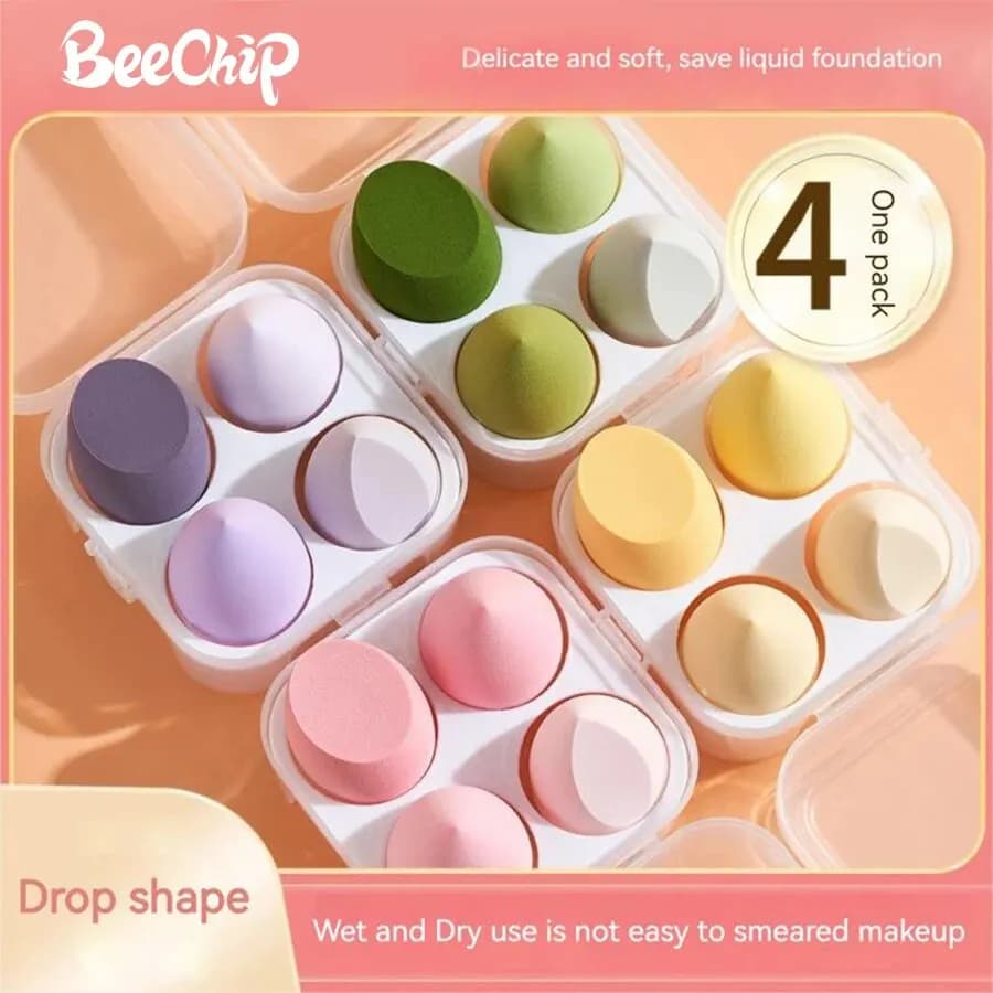 4PCS Beauty Eggs Set Seamless Smudging More Hygienic Prevents Bacteria Buildup Create A Flawless Makeup Look Beauty Egg Case