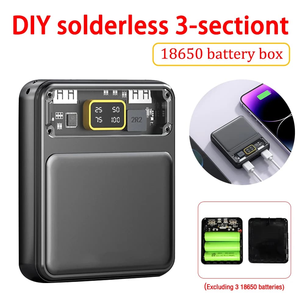 3*18650 Battery Holder Dual USB Power Bank Battery Box Mobile Phone Charger DIY Shell Case Charging Storage Case For SmartPhones