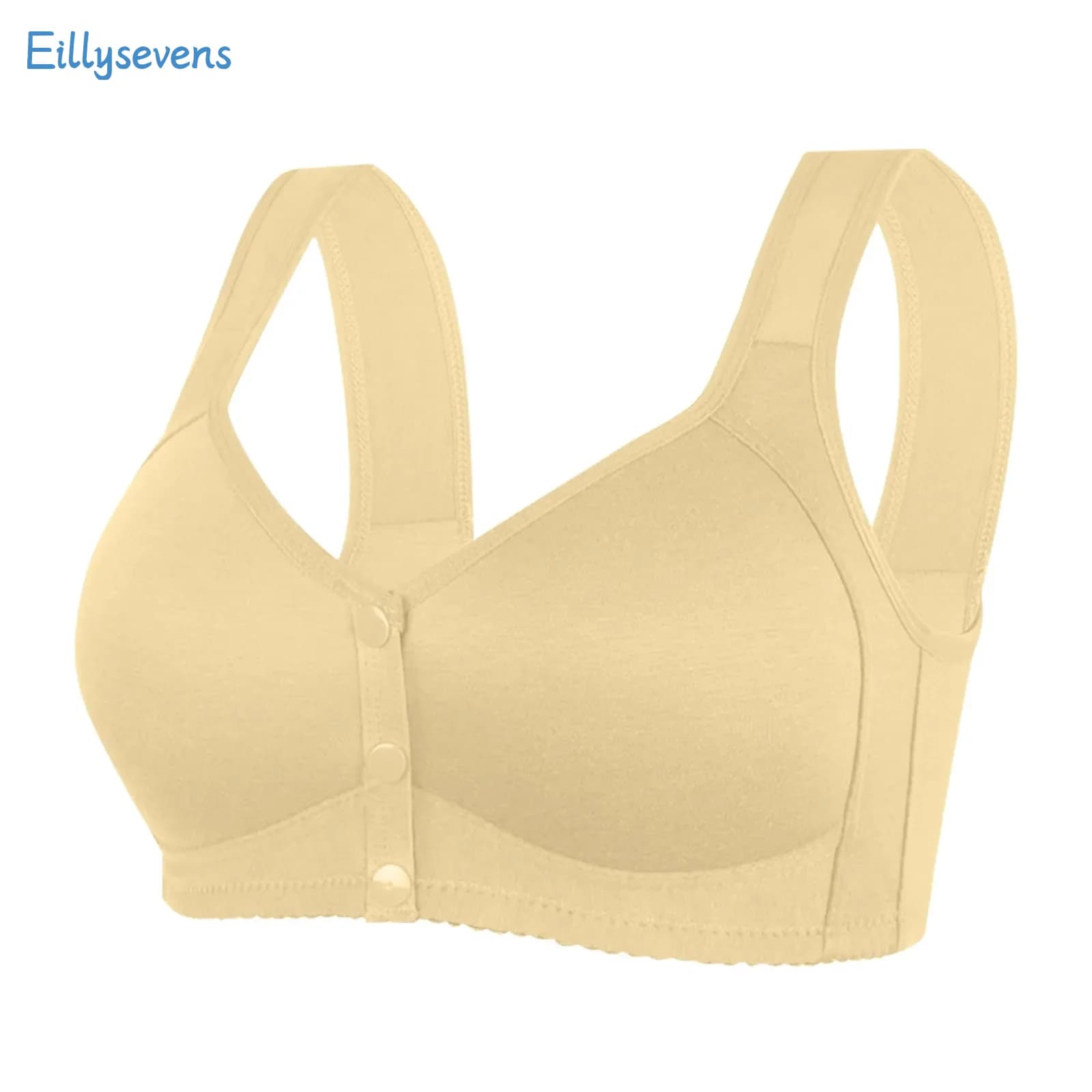Large Size Underwear Women'S Solid Comfortable Gathering Front Buckle Vest Bra Without Steel Ring Everyday Causal All-Match Bra