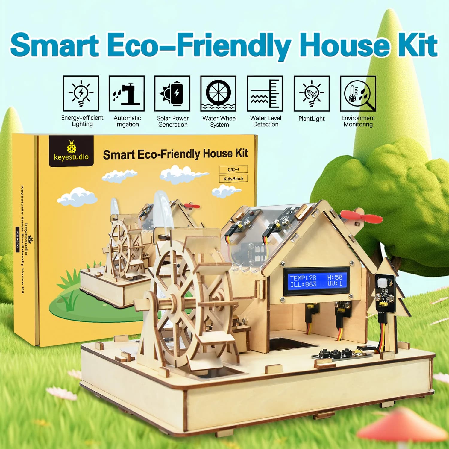 Keyestudio Smart Eco-Friendly House Starter Kit For Arduino Support C++ Programming  Learning Diy Electronic Kit
