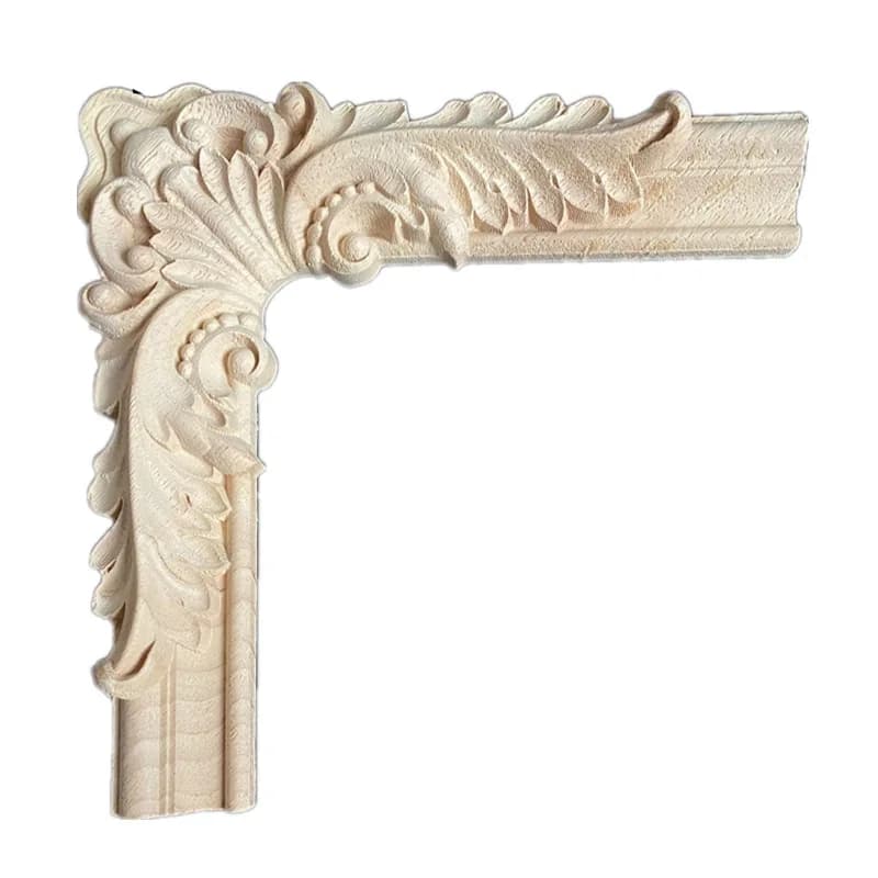 12-20cm Woodcarving Decal Corner Applique Frame Door Decorate Wall Doors Furniture Wooden Miniature Franch Hollow Flower