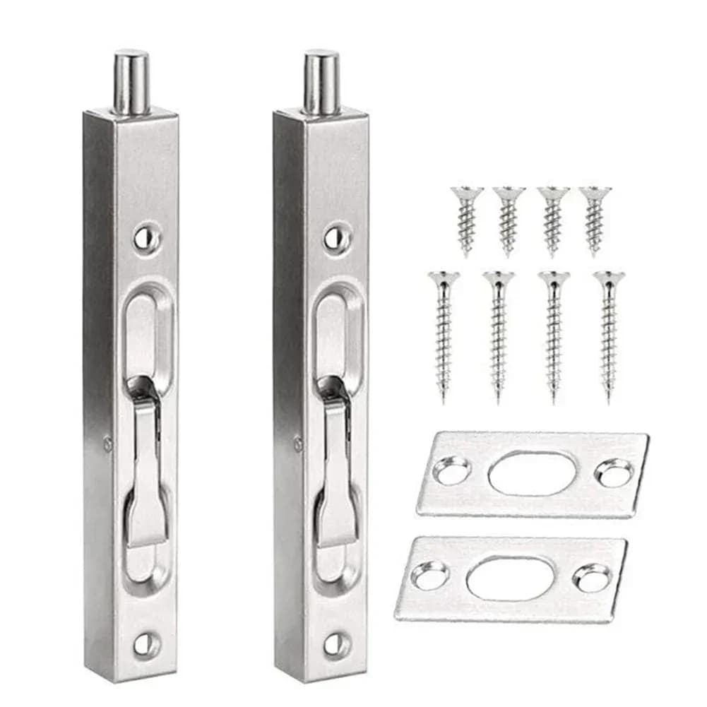 2 Pcs Stainless Steel Door Bolt Lock Flush Bolt Latch Lock Tiandi Concealed Door Latch Security Home Safety Anti-theft Hardware