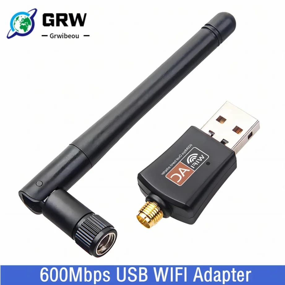 Grwibeou Dual Band 600Mbps USB WIFI Adapter 2.4GHz 5GHz WiFi With Antenna PC Mini Computer Network Card Receiver For PC Laptop