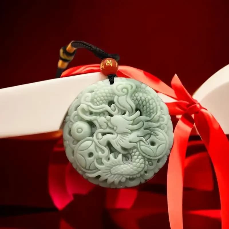 Natural White Green Chinese Jade Dragon Pendant Necklace Fashion Charm Jewellery Accessories Carved Amulet Gifts for Women Men