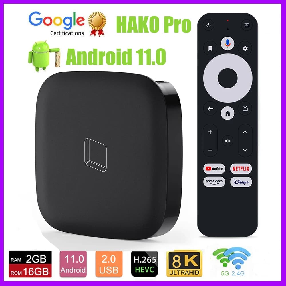 Amlogic S905X4 Tv Box android 2024 4KX2K Smart Android11.0 TVBOX  2.4G 5G Wifi RAM 2GB ROM 16GB HAKO Pro IP TV Set Top Box
