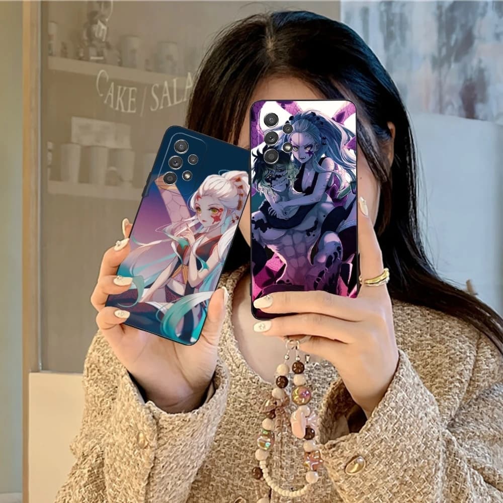 Demon Slayer Daki Gyutaro Phone Case for Samsung Galaxy Note 20 10 Plus Ultra Black Soft Phone Cover Shell