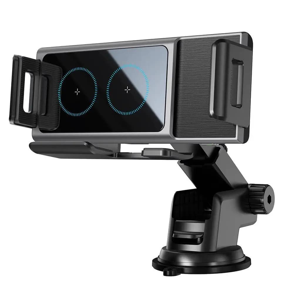 15W Dual Coil Wireless Car Charger For Samsung Galaxy Z Flip Fold Clamp Fast Car Charging Phone Mount Holder