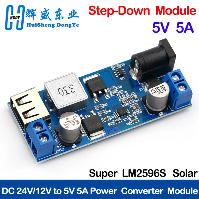 DC-DC 24V/12V To 5V 5A Step Down Power Supply Buck Converter Replace LM2596S Adjustable USB Step-down Charging Module For Phone