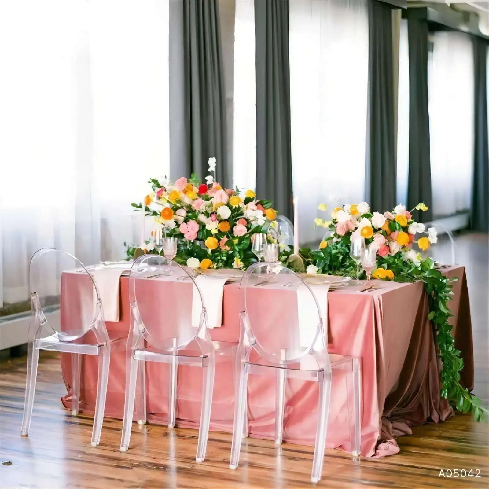 Deluxe Transparent Round Back Acrylic Banquet Hotel Party Event Wedding Kids Chair