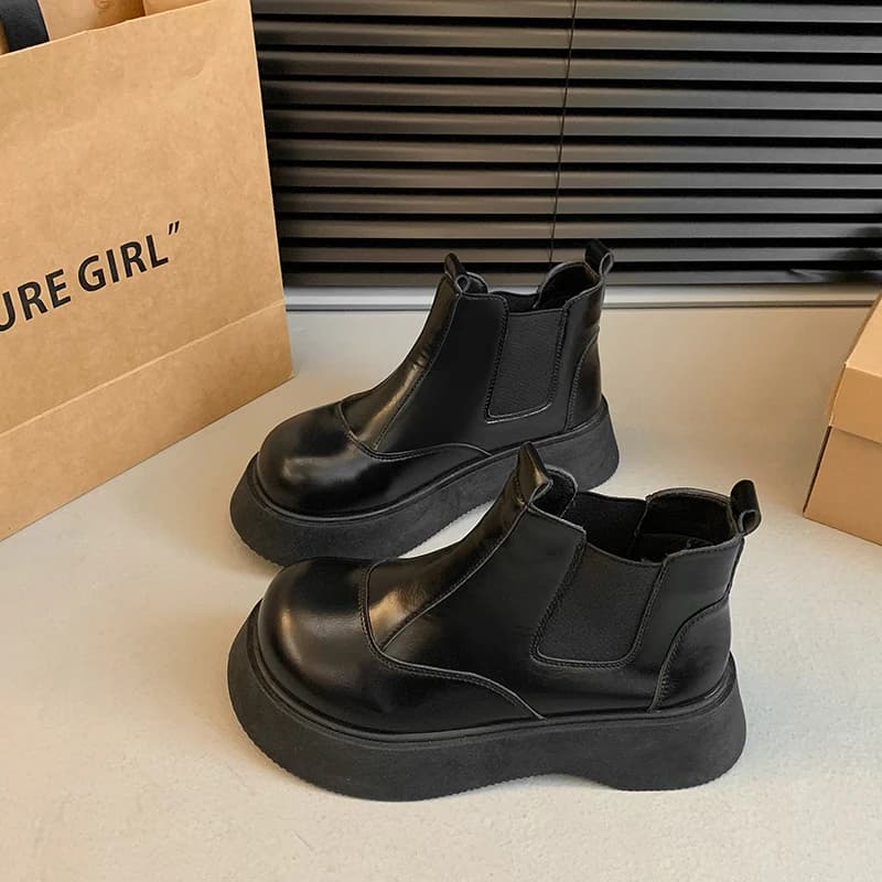 Women&#x27;s Ankle Fashion Boots Low Heel Platform Chunky Sole Lace Up Side Zipper Combat Biker Boots