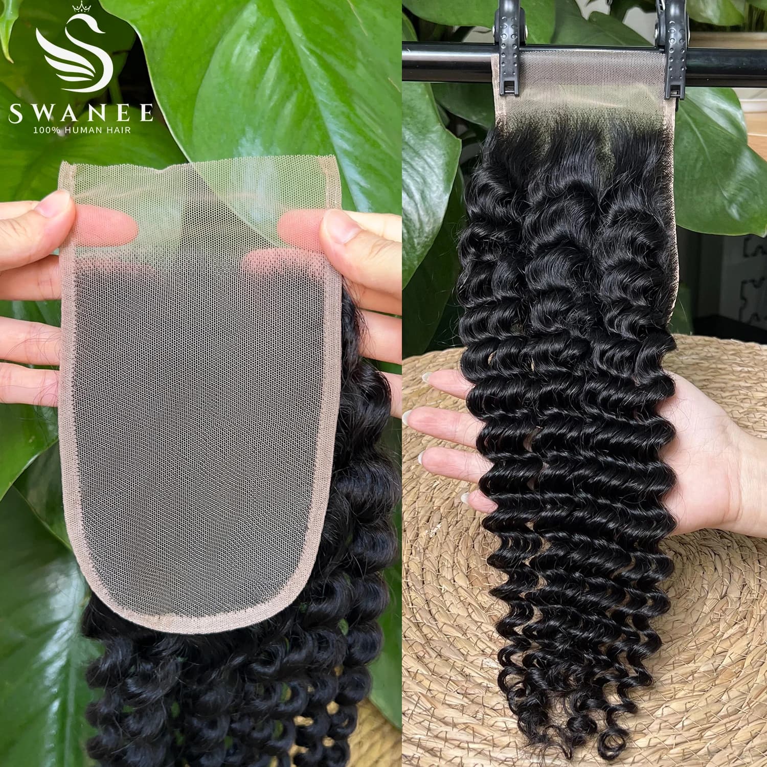 SWANEE 4x6 Transparent Lace Closure Deep Curly 100% Human Hair Lace Frontal Vietnamese Hair Lace Only Closure Natural Color Hair