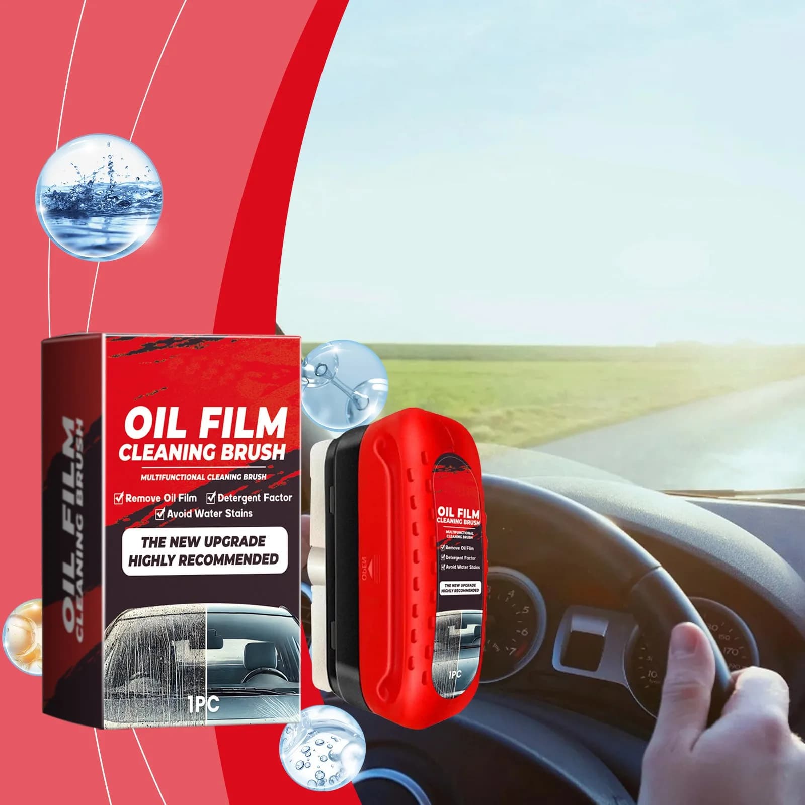 Car Glass Oil Film Cleaning Brush Oil Removal Stain Removal Rainproof Anti-fog Rearview Mirror Cleaner Sponge Cloth