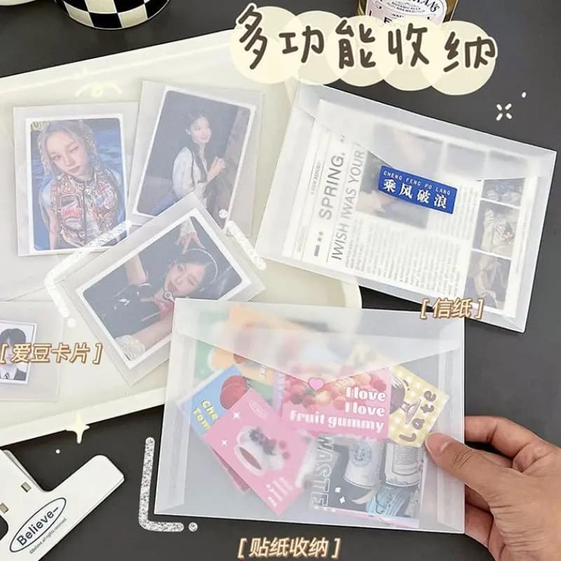 10PC Semi-transparent Acid Paper Envelopes For Ins Idol Photo Cards Holder DIY Postcard Card Storage Wedding Invitation Packing