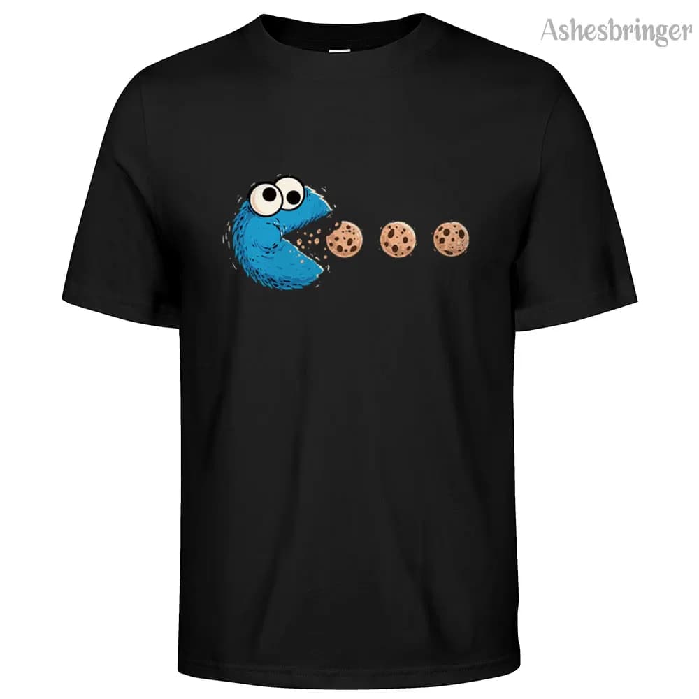 Mens Cotton Funny NomNom-Cookie Adventure Graphic T Shirt on Unisex Street Casual Style Tee for Men and Women
