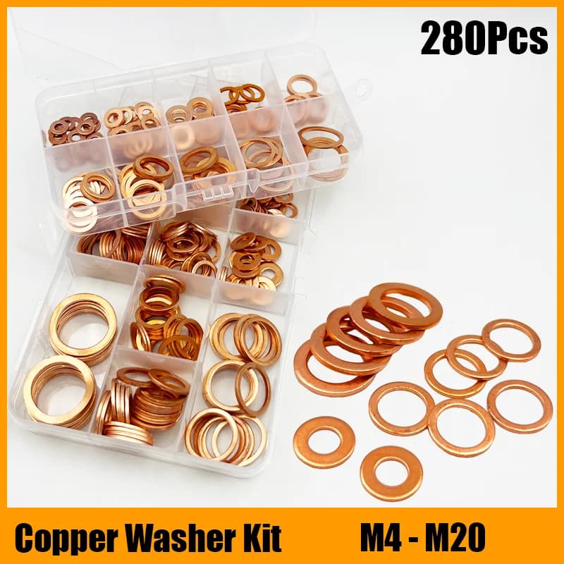 Brass Copper Crush Sealing Washer Flat Seal Ring Solid Gasket For Boat Crush Sump Plug Oil Gasket M5 M6 M8 M10 M12 M14 M16 M18