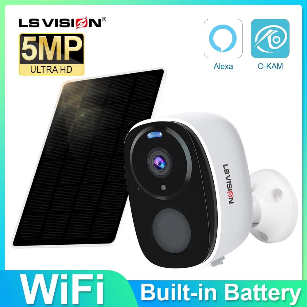 LS VISION 2K Solar Security Cameras Wireless Outdoor Color Night Vision Battery Powered Camera with WiFi, PIR, Two-Way Alexa