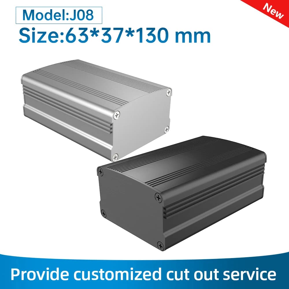 Manufacturer Metal One Piece Junction Box Power Module Universal Electronic Pcb Housing Extruded Aluminum Enclosure J08 63*37MM