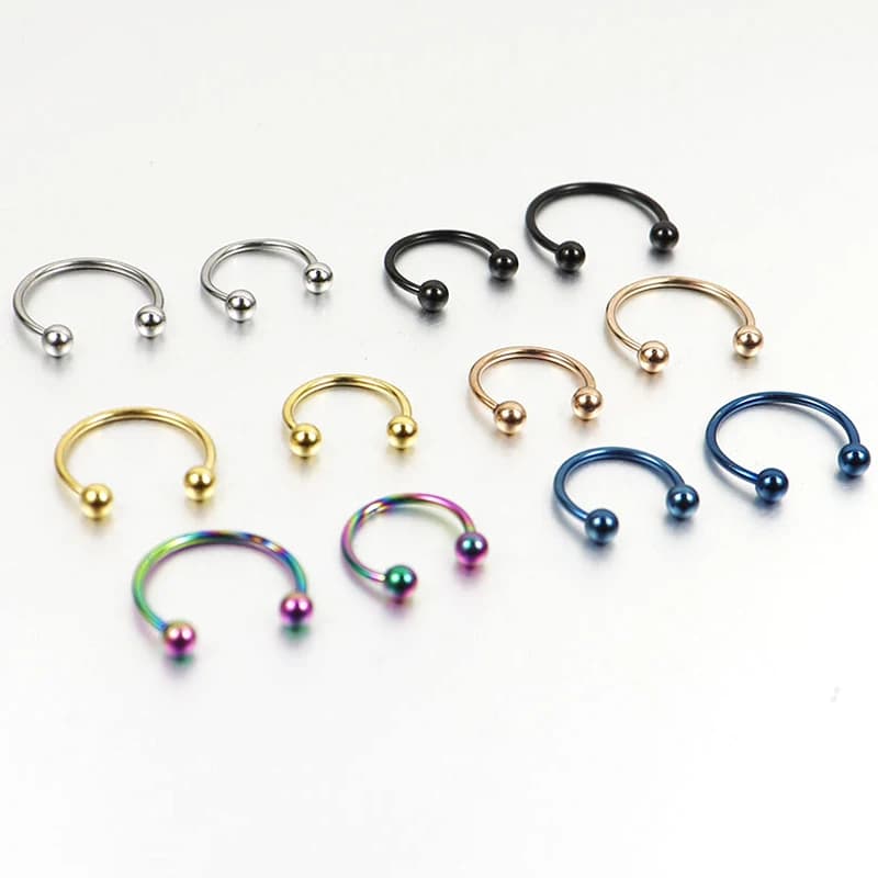 2pcs  0.8mm 1.2mm 20G 16G Ball Circulars Horseshoes Ear Ball Horseshoe Nose Ring  Piercing Body Jewelry