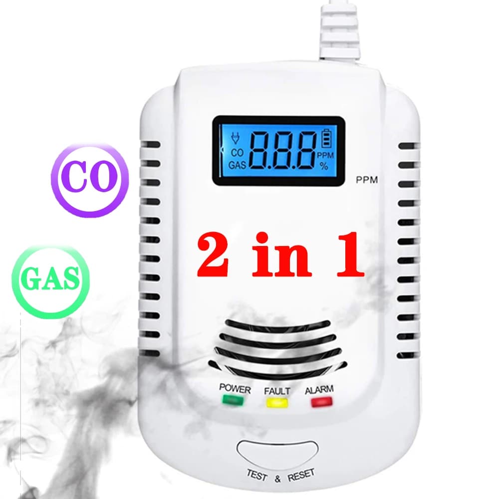 2 in 1 Natural Gas Detector And Carbon Monoxide CO Detector, Combustible Gas Leak Detector Monitor For Co, Lng, Lpg, Methane