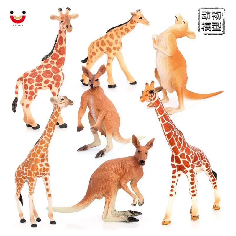 Simulated wildlife model static solid plastic giraffe kangaroo children cognitive ornament gift toy