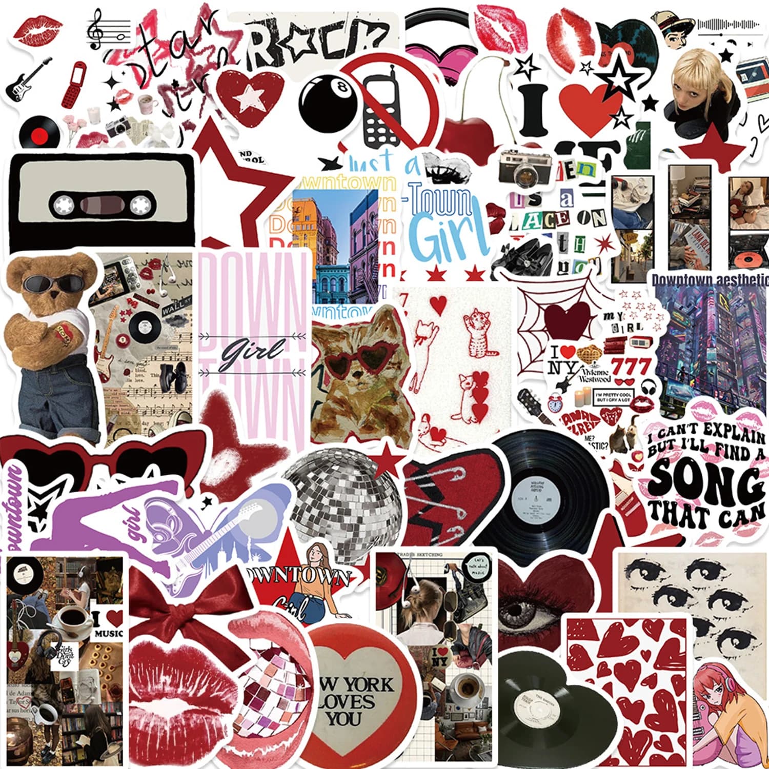 50/100pcs Downtown Girls Aesthetic Y2K Graffiti Stickers DIY Phone Guitar Laptop Notebook Suitcase Waterproof Sticker Kids Toys