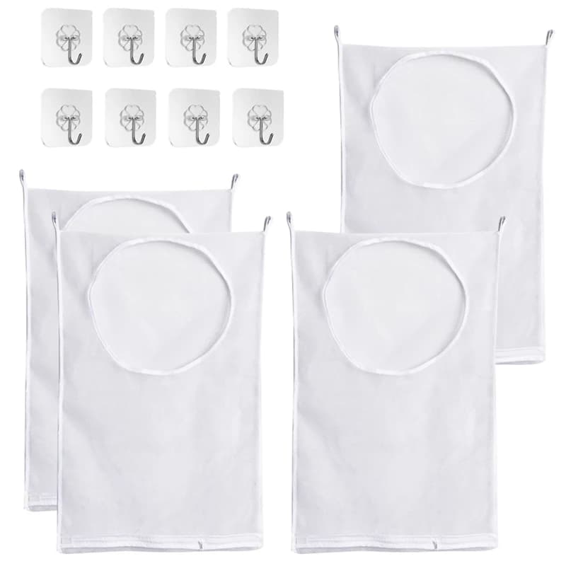4Packs Door Hanging Laundry Hamper Bag With Zipper And Wide Open Top,Used In Laundry Room Student Dormitory Travel