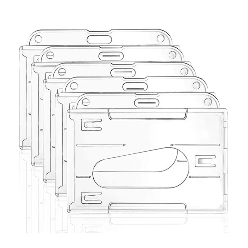 Thumb Card Case Transparent Plastic ID Tag Name Badge Holder Nurse Staff Work Card Cover Protector Bus Pass Card Sleeve