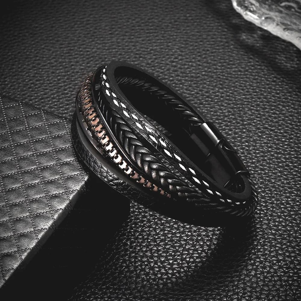 New Trendy People Creative Explosion Style Punk Style Multi-Strand Leather Braided Men's Bracelet Fashion Trend Bracelet