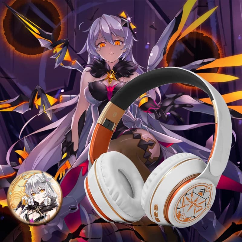 Honkai Impact 3 Kiana Kaslana High Quality Wireless Bluetooth Anime Headphones Over Ear Earphones Elysia Gaming Headsets Gift