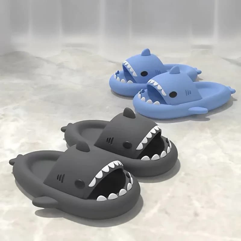 Men Shark Slippers Indoor Bathroom Slides Women Cartoon Summer Sandals Couple Fashion Flat Shoes Soft EVA Beach Flip Flops