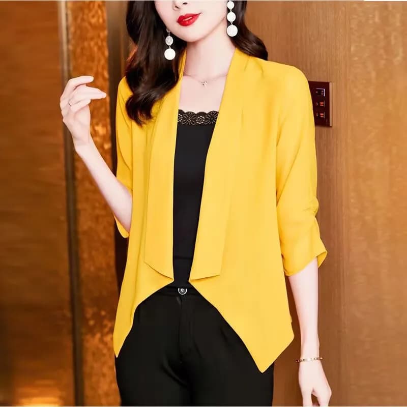 2025 Spring/Summer New Irregular 3/4 Sleeves Thin Sun Protection Clothing Women's Fashion Chiffon Blaze Conditioning Shirt Shawl