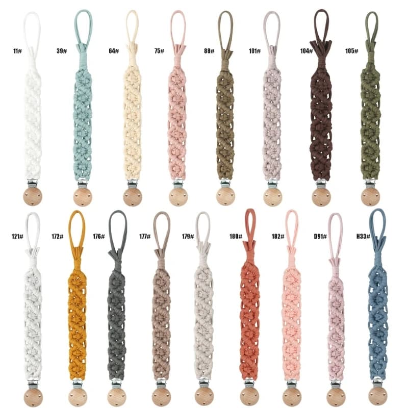 Vintage Crochet Baby Pacifier Clip Chain Woven Cotton Beech Pacifier Clip DIY Nipple Holder Baby Teething Toy