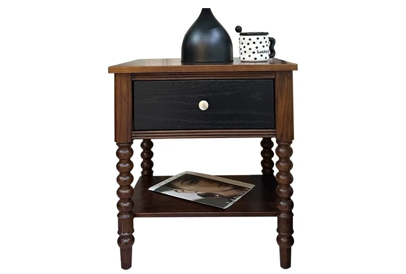French pure solid wood retro bedside table living room table