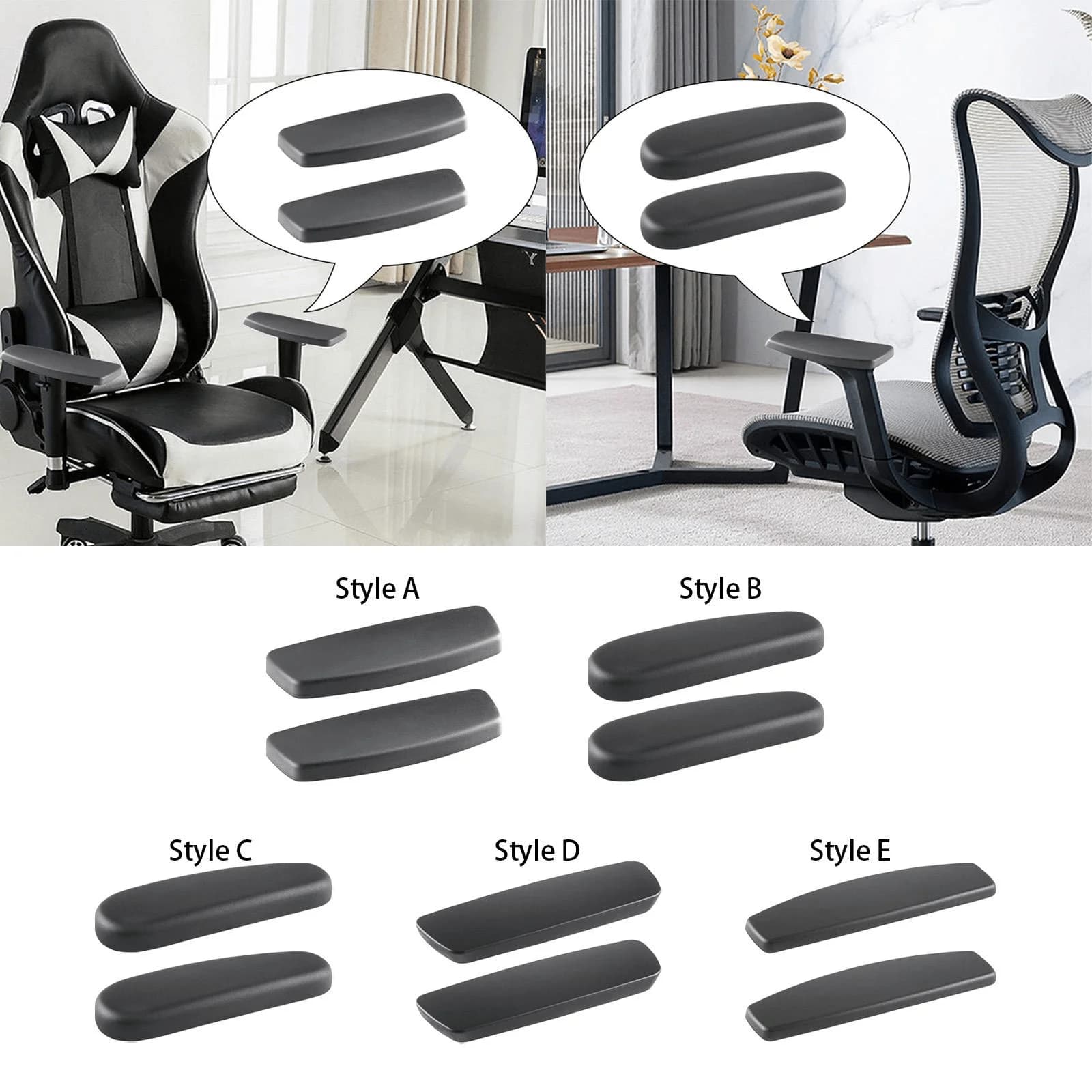 1Pairs Gaming Chair Replacement Armrest Arm Pads Soft Support Armrest Accessories Computer Chair Armrest Caps Left And Right