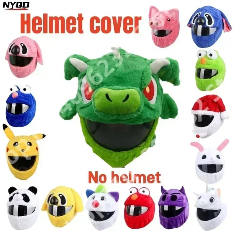 Cute Motorcycle Helmet Cover Cartoon Plush Helmet Hat Suitable for LS2 Long Eared Rabbit Fun Riding Helmet Protective Cover