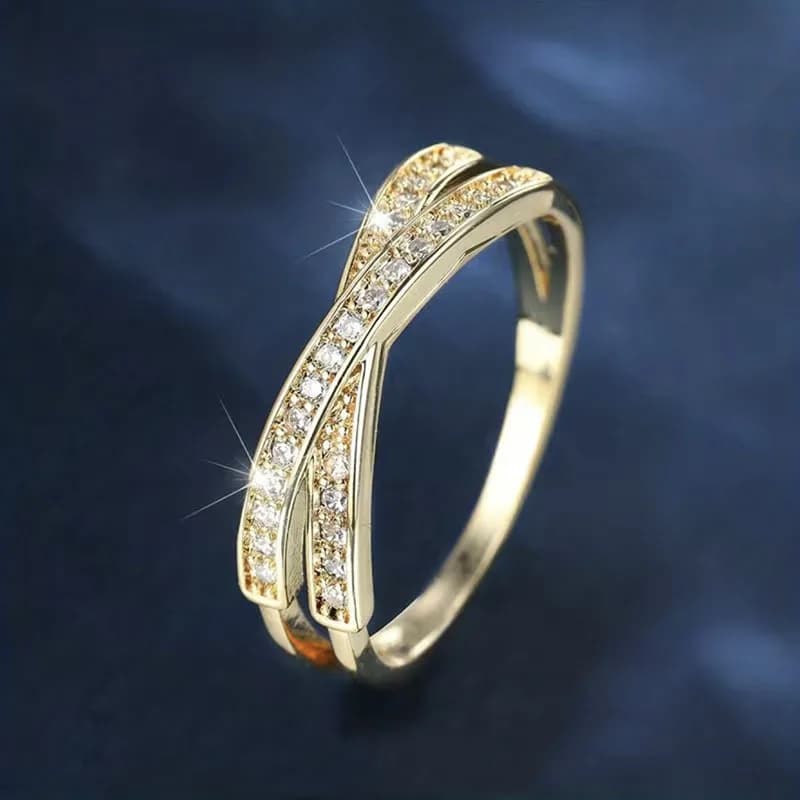 Minimalist Stacked Cross Wedding Ring Gold Silver Blue Red Green White Zircon Thin Ring Women's Jewelry