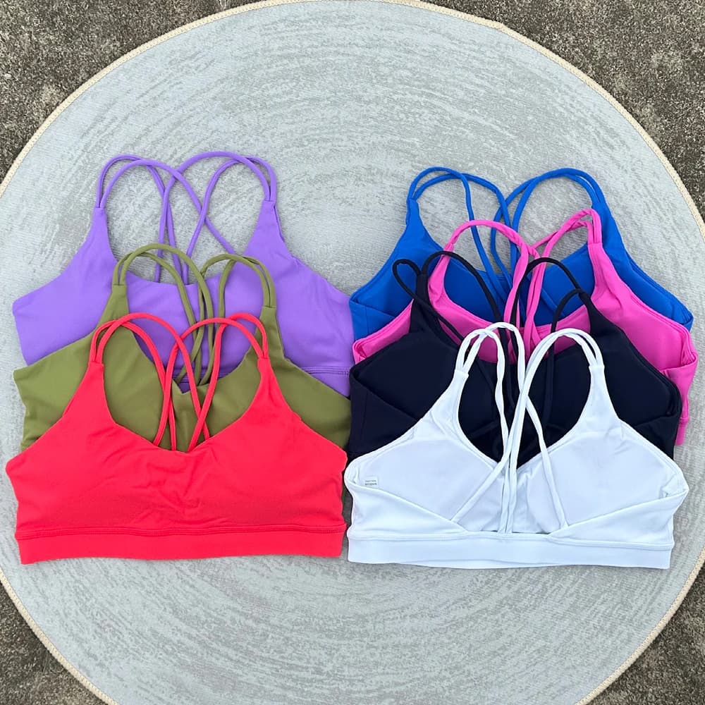 Sexy Cross Straps Sports Bra Women Gym Workout Crop Top Yoga Vest High Impact Fitness Bralette Push Up Running Padded Underwear