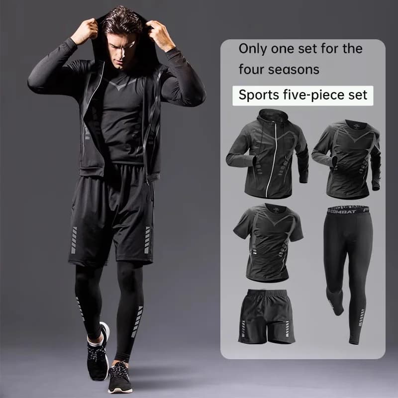 Sports suit men's running equipment 2025 Spring/Summer new training morning run outdoor tight fitness wear