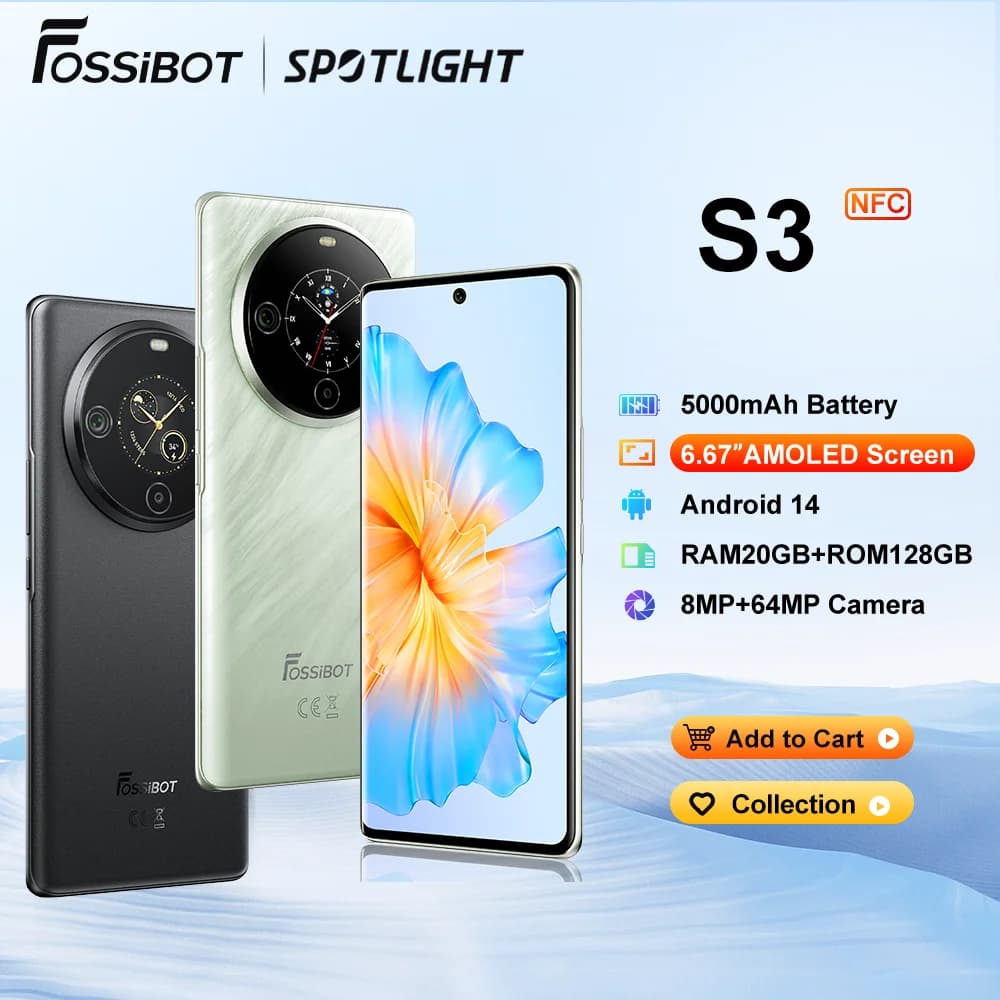 [World Premiere] FOSSiBOT S3 PRO Smartphone 6.67" AMOLED Display Android 14 Up to 20+128GB Mobile 8+64MP CAM NFC Cell Phone
