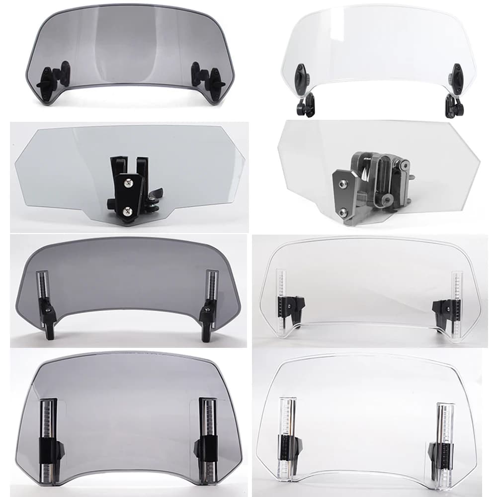 Universal Motorcycle Windshield Extension Adjustable Spoiler Clamp-On Windscreen Deflector For BMW KAWASAKI YAMAHA HONDA SUZUKI