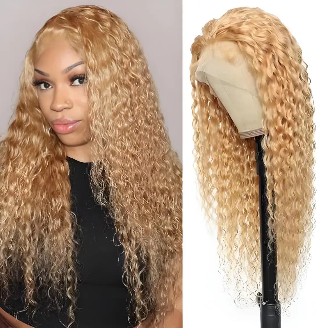 Honey Blonde 200% Full 13x4 13x6 HD Lace Front Wig for Women Remy Human Hair Deep 4x4 Closure 30 Wig 27#Light Brown Color Water