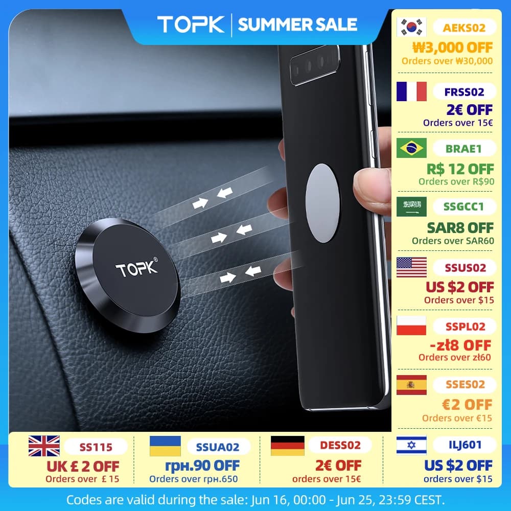 TOPK Magnetic Phone Holder for Car Air Vent Magnetic Phone Mount for Car,Car Phone Holder Mount for Cell Phones and Mini Tablets