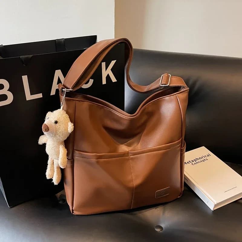 Soft Solid Color Large Capacity Shoulder Bags Zipper PU 2025 New High Quality Simple Fashion Versatile New Crossbody Bags