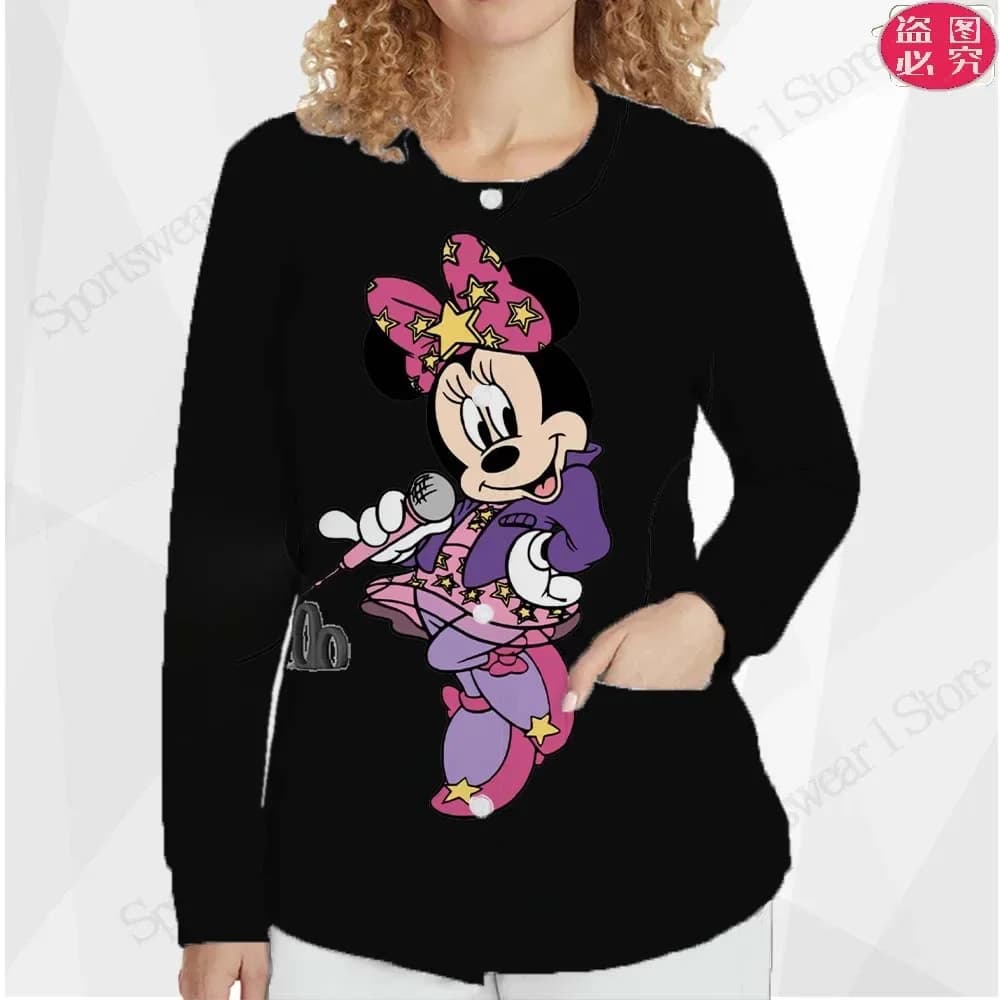 Cardigan Pocket Round Neck Youthful Woman Clothes for Women on Promotion Nurse Uniform Button Autumn Outerwear Japanese Y2k Tops