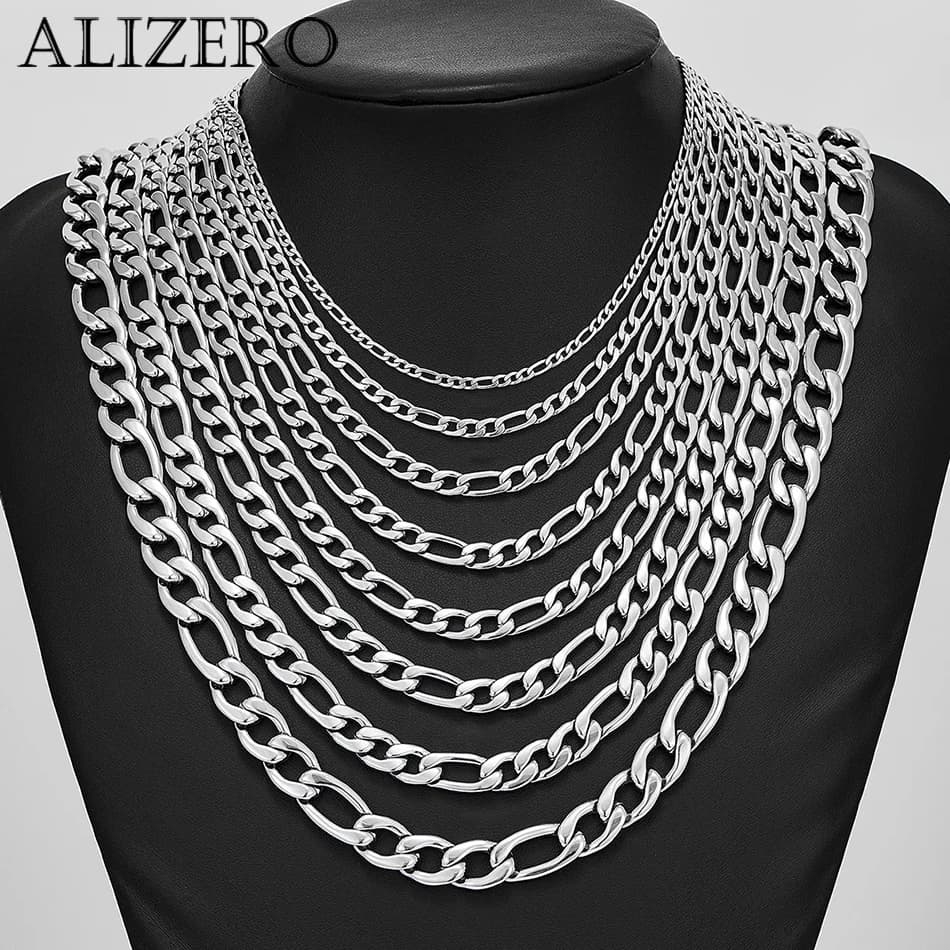 Wholesale 925 Sterling Silver Necklace 2/4/6/8/10/12MM Width 40-75cm Figaro Chain Lobster Clasp Men Women Engagement Jewelry