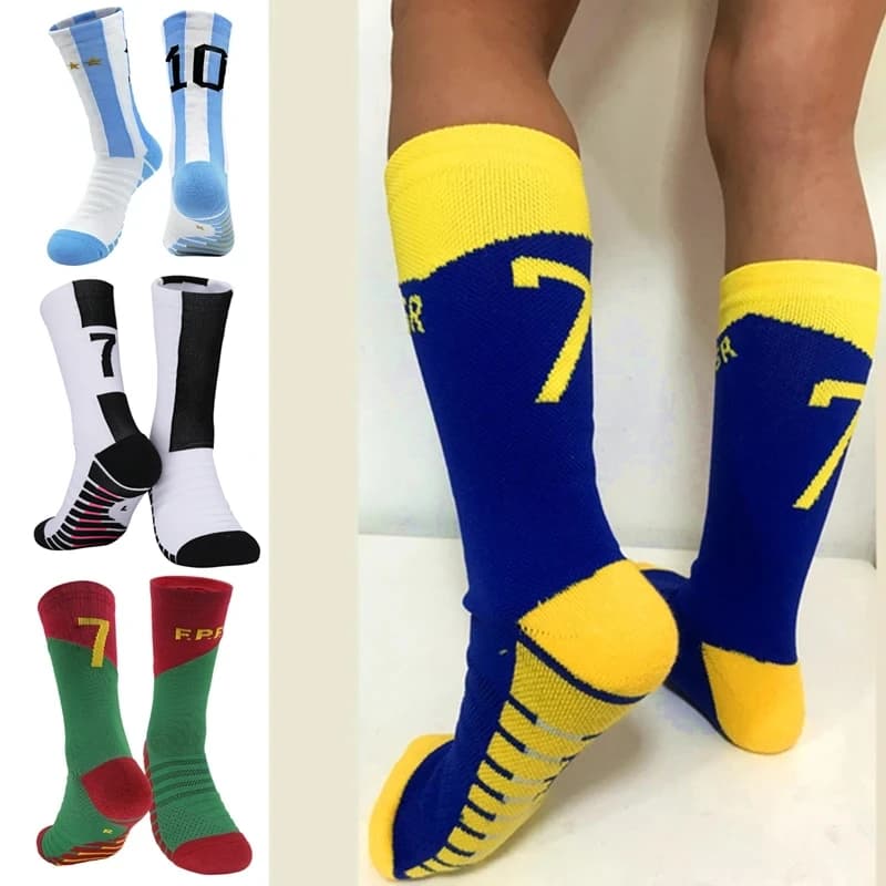 Kids Soccer Socks Number 10# Star 7# Mid-tube Boys Cycling Socks Outdoor Towel Bottom Fashion Men's Sport Football Short Socks
