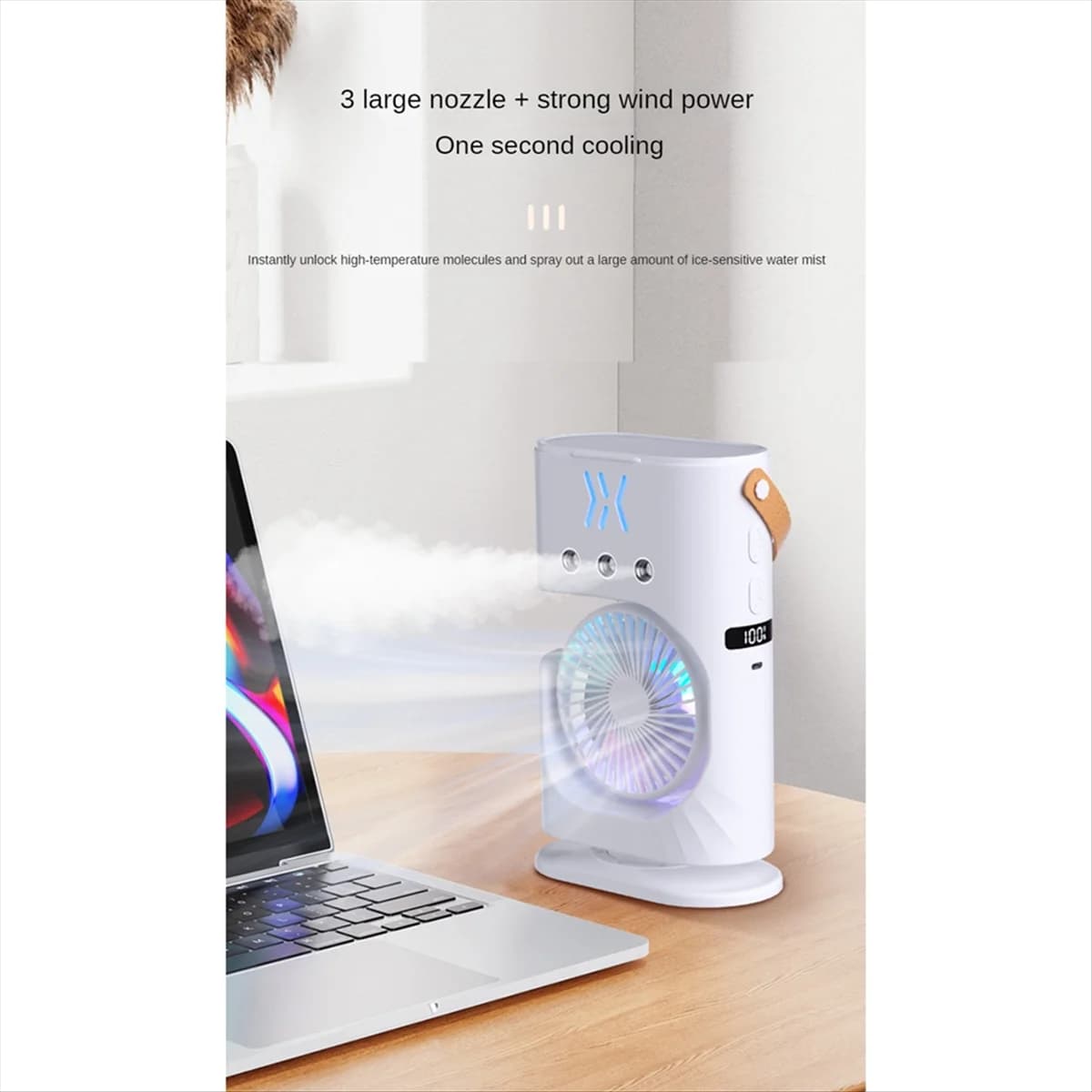 Portable Desktop Humidifier Air Conditioner Fan Household Small Air Cooler Fan Sprays Fan for Office 7 Color Lighting