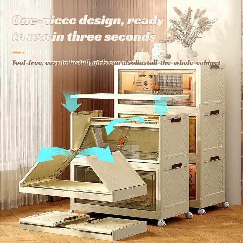 Multifunctional Folding Storage Cabinet Free Installation Living Room  Foldable Storage Box for Organizing Clothes, Books, Toys