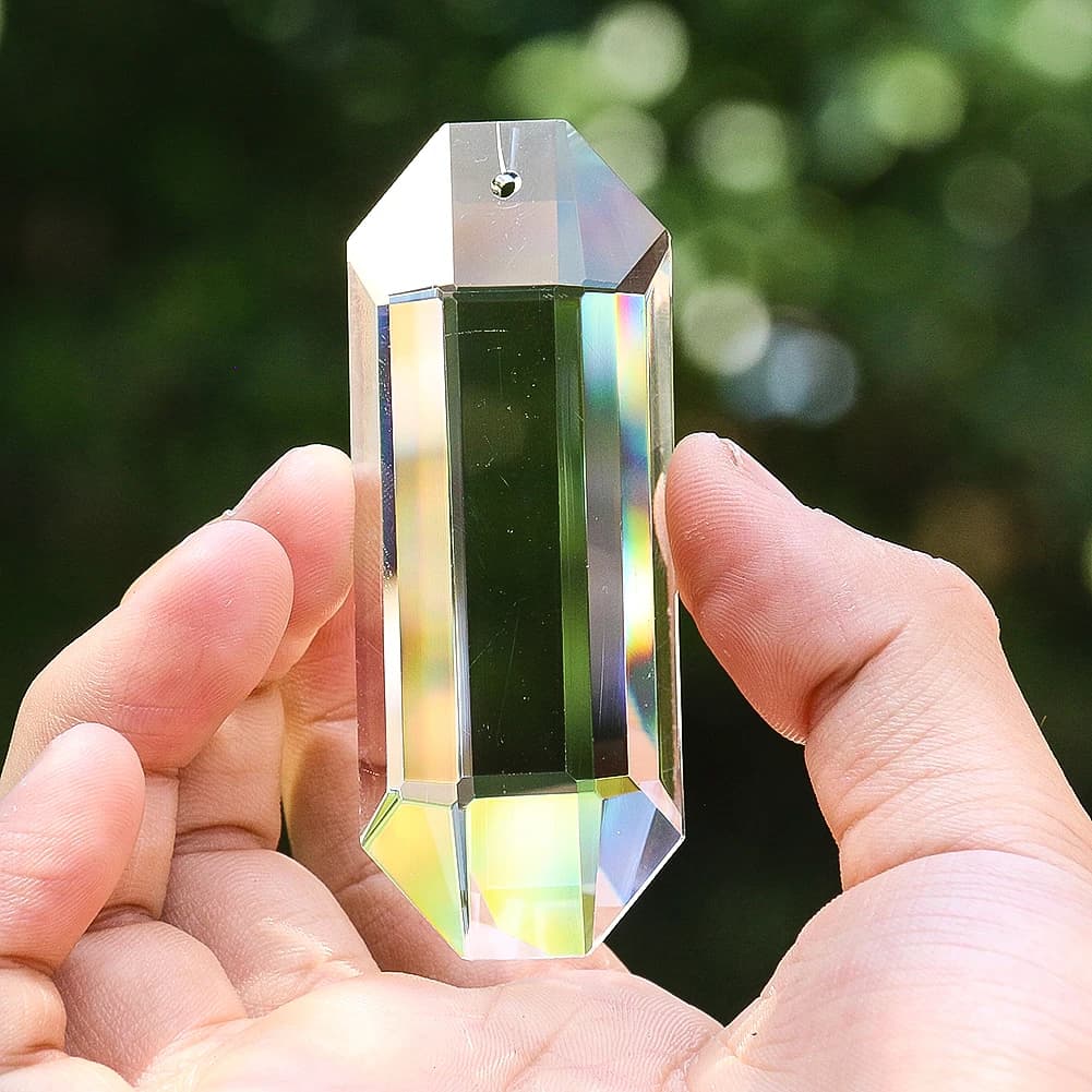 75mm Pillar Crystal Suncatcher Prism Chandelier Replacement Clear Glass Faceted Light Refraction Hanging Pendant Window Decor