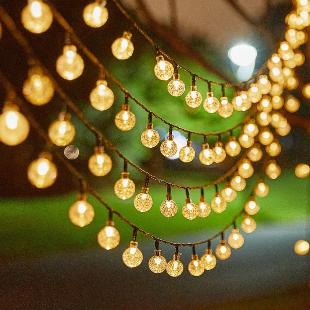 1pc Solar-Powered Bubble Ball LED String Light 20LED/30LED/50LED Waterproof Outdoor Garden Corridor Courtyard Decoration